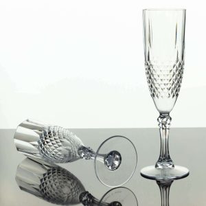 6-Pack Transparent Plastic Champagne Glasses 8oz, Crystal Cut Style Clear - Shatterproof Wedding Toast Flutes