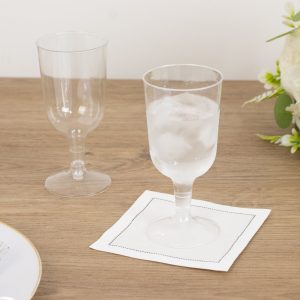24 Pack Short Stem Plastic Wine Glasses 6oz Clear Disposable Party Cups with Detachable Base
